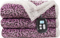Electric Heated Blanket Full Size - 72"x84", Leopard Print Flannel Soft Heating Blanket, 10 Heating Levels, 1-12 H Auto Shut Off, Breathable Warm and Washable for Bed, Black Purple