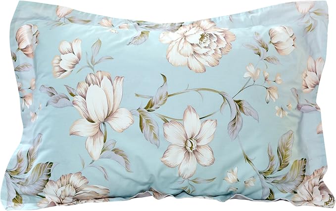 FADFAY Farmhouse Bedding Reversible Floral Duvet Cover Set Garden Style 100% Cotton Zipper Bedding Sets for Girls Natural Skin-Friendly Easy Care All-Season Use (3Pcs, Queen Size)