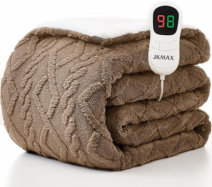 Heated Electric Blanket Twin Size-62"x84" Heating Blanket with 10 Heating Levels & 5 Time Settings Over-Heat Protection，Winter Warmer for Adults with ETL Certification（Beige）