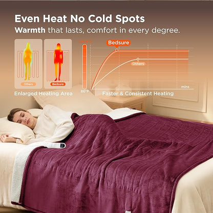 Bedsure Electric Blanket Full Size - Soft Flannel Heated Blanket, Fast Heating with 10 Time Settings & 6 Heat Settings, Warm Gift for Grandma (72x84 inches, Red)