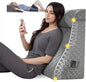 Daneey Reading Pillows for Sitting in Bed Adult Back Pillow for Bed Sitting Up, Back Support Pillow for Bed with Adjustable Roller, Foam Wedge Pillow for Neck, Lumbar, Back, Gray, 20 * 12 * 26IN