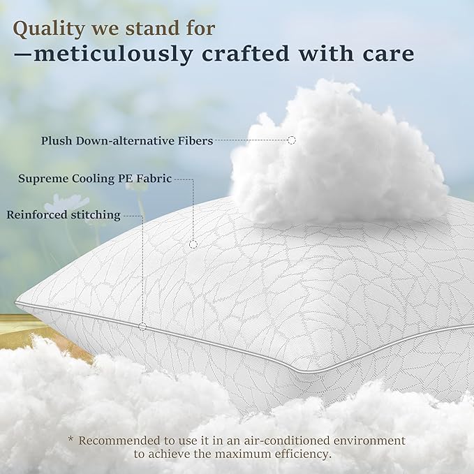 COZSINOOR Bed Pillows Queen Size - Premium Down Alternative Pillows Set of 2 for Side, Back, and Stomach Sleepers Cooling Hotel Quality Fluffy Soft Microfiber Fill Breathable Skin-Friendly