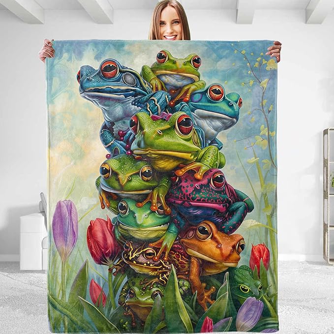 Frog Blanket - Plush, Soft, Comfy, Lightweight, Warm, Fuzzy, Cozy Flannel Throw Blanket Perfect for Couch, Travel, Bed, Office, Outdoor - 50in×40in(color50)