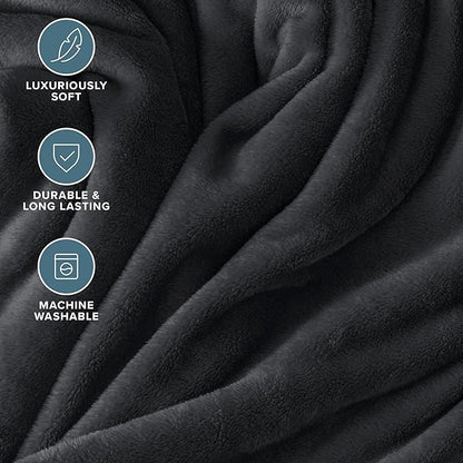 Bare Home Fleece Blanket - King Size - Ultra-Soft Lightweight for Bed, Sofa, and Couch - Luxury Microplush - Cozy Warm Blanket (King, Black)