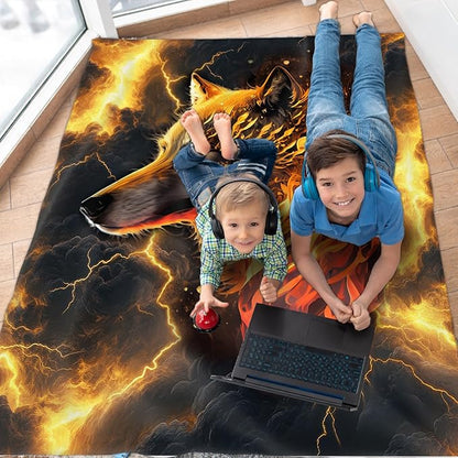 Boys Blanket Wolf Blankets for Boys Teens Gift for Son Grandson, Cozy 60 x 50 Inches Flannel Throws for Bed Living Room Garden Sofa