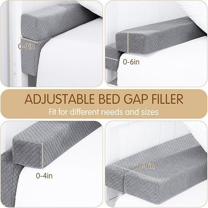 Foldable Bed Wedge Pillow for Headboard Gap (0-6'') 54" x 9.8" x 3" Foam Mattress Gap Filler, Pillow Falling Down, Gray