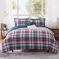MaiRêve Queen Size Plaid Comforter Set Navy Red, Classic 7 Pieces Farmhouse Bedding Set, All Season Lightweight Bed in A Bag with Sheets, Pillowcases & Shams