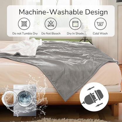 Electric Heated Blanket Queen Size 84"x90" - Dual-Sided with Microplush & Sherpa Fabric, 4 Heat Settings & 10 Hours Auto Off, Machine Washable - Light Gray