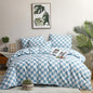 Wellboo Blue White Plaid Comforter Sets Queen Women Men Light Blue and White Checkerboard Grid Bedding Comforters Cotton Boys Girls Modern Dusty Blue Checkered Geometric Quilts Luxury Sky Blue Bed