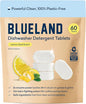 BLUELAND 100% Plastic-Free Dishwasher Detergent Tablets, 60 Count, Lemon Zest Scent, Eco Friendly Dishwashing Pods, Natural, USDA Certified biobased