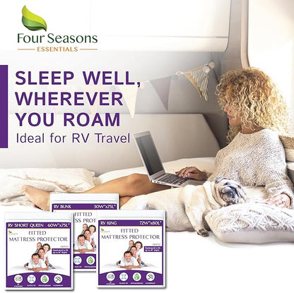 RV Bunk Waterproof Mattress Protector 30" x 75" - Fitted Sheet Style - Cot Size Hypoallergenic Premium Quality Cover Protects Against Dust, Allergies