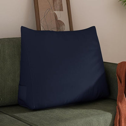 WOWMAX Back Pillow for Bed Sitting up-Bed Wedge Pillow Back Support Pillows for Bed & Sofa Couch, 85% Linen 15% Cotton Blend, Deep Blue