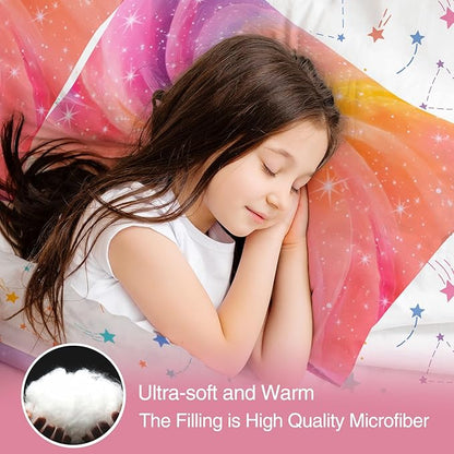 A Nice Night 6Pcs Twin Swirling Galaxy Dreamy Comforter Set, Colorful Rainbow Gradient Glitter Tie Dye Comforters, Ultra Soft Bedding Set (Purple-Pink, Twin 6Pcs)