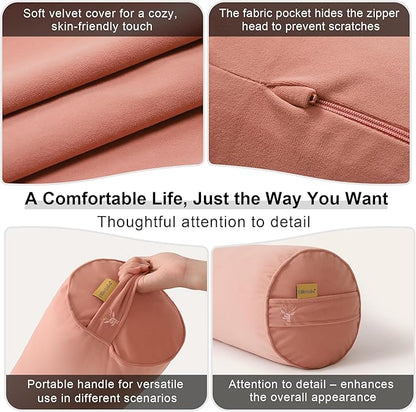 Long Round Body Pillow for Adults – Bolster Pillow for Bed, Cervical Roll Pillow, Firm Support for Sleeping,47 x 7.87 Inches,Blush Pink