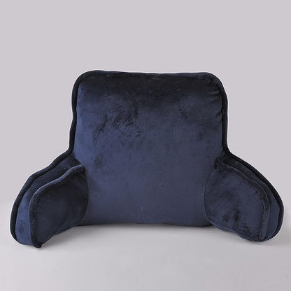 Home Soft Things Super Soft Bedrest Reading Pillow, Lounger Backrest Pillow for Sitting in Bed with Arms Pockets, 20" x 18" x 17", Navy