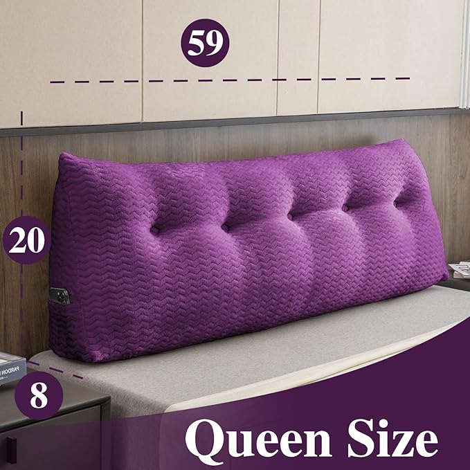 Large Bolster Triangular Headboard Wedge Backrest Positioning Support Bed Rest Reading Pillows Headboard Wedge Pillows for Day Bed with Removable Cover