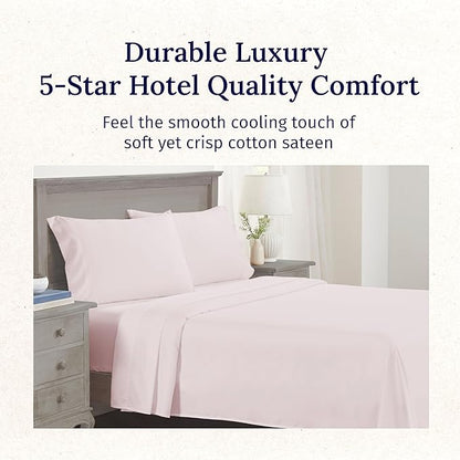 CALIFORNIA DESIGN DEN 5-Star Hotel 600 Thread Count 100% Cotton Sheets Set, Soft & Smooth Queen Sheet Set with Deep Pockets, Quality Beats Egyptian Cotton Claims (Blush Pink)