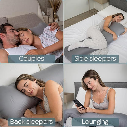 Weighted Body Pillow 8lbs - Weighted Pillow for Deeper Sleep (48" x 14") - Cooling Body Pillows for Adults, Full Body Pillow for Sleeping, Side Sleeper Body Pillows with Cover (X-Large)