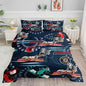 Cartoon Racing Comforter Set Extreme Sports Printed Bedding Set with 1 Comforter and 2 Pillowcases for Boys and Girls Bedroom All Season(Racing Full)
