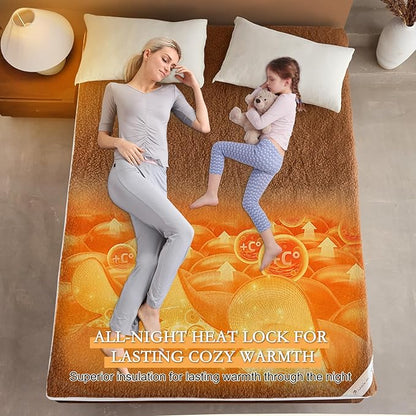 YOUR MOON Wool Fleece Mattress Pad Twin – Organic Australian Wool Plush Mattress Topper, 370GSM Velvet Breathable Bed Mattress Cover with 16" Deep Pocket, 39"x75", Brown