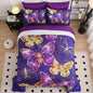 7 Piece Butterflies Comforter Set Twin Size 3D Gold Violet Butterflies Bedding Set for Kids Girls Women for Birthday Christmas Gift