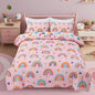 Holawakaka Boho Rainbow Twin Comforter Set with Sheets, 5-Piece Bohemian Love Heart Star Bedding Set for Girls & Women -Super Soft Microfiber Kids Teen-Girls Twin Size Blush Reversible Bed-in-a-Bag