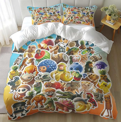 Funny Fusion Animals Bedding Set,Fusion Animals Duvet Cover Twin Full Queen King Set for Kids Boys Bed Decor Gifts (Color 17,Queen (90" x 90"))