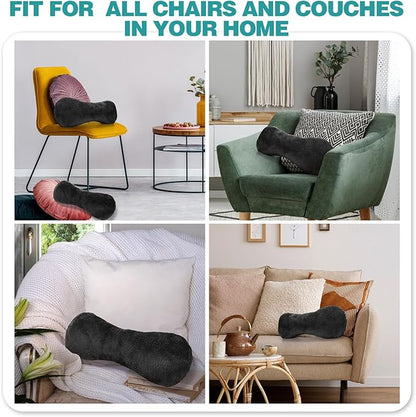 1 Pc Neck Pillow for Recliner Headrest Pillow Bone Shaped Chair Plush with Adjustable Strap Neck Support and Pain Relief Curve Head Cushion for Car Travel Airplane (Black)