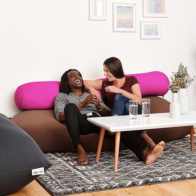 Yogibo Roll Long Full Body Pillow for Women and Men, Adults, for Back, Lumbar, Body Support, Side Sleeper, Maternity, Nursing, Pregnancy for Sleeping, Micro-Bead Filling, Pink