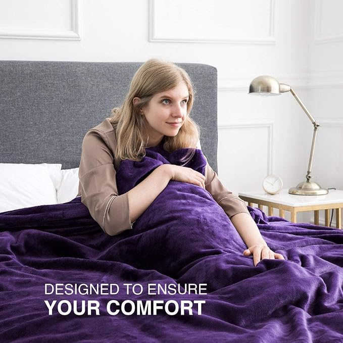 IR Imperial Rooms Fleece Blankets Queen Size 90x90 Inches- 8 Pack - Super Soft Fluffy Throw Blanket for Sofa and Bed - Warm and Cozy Lightweight 400 GSM Microfiber Bed Throws Blankets (Queen, Purple)