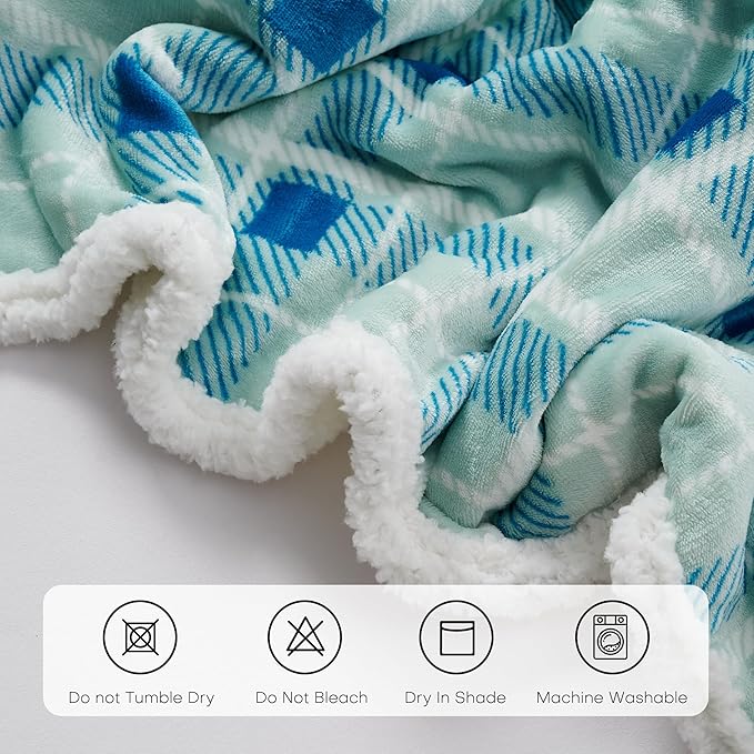 Electric Heated Blanket Full Size 72"x84" Microplush & Sherpa Fabric, Machine Washable 4 Heat Settings & 10 Hours Auto Off - Mint Green