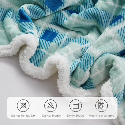 Electric Heated Blanket Full Size 72"x84" Microplush & Sherpa Fabric, Machine Washable 4 Heat Settings & 10 Hours Auto Off - Mint Green
