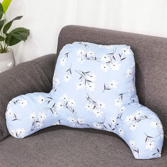 Bohemian Printed Reading Pillow with Support Arms Soft Bed Rest Pillows Back Support Cushion for Kids Reading Watching TV Sitting Up in Bed (23"×16"×10",Blue Floral)