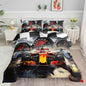 Racing Theme Comforter Set Racing car Extreme Sports Competition Quilt Sets with 1 Comforter and 2 Pillowcases for Kids Boys Bedroom All Season（Race Car-2 Queen）