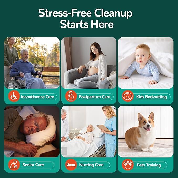Disposable Bed Pads 30“x36”, 50 Count Extra Large Underpads , Heavy Duty Absorbent Bed Pads for Adult Incontinence, Senior Care, Kids & Puppy Training Pads (No Adhesive)