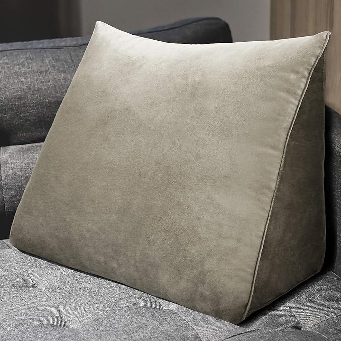 Wedge Headboard Pillow Dorm Room Reading Pillow Back Support for Sitting Up in Bed Bolster Lumbar Cushion Body Positioning Bedrest (Light Tan, 24x8x20 in)