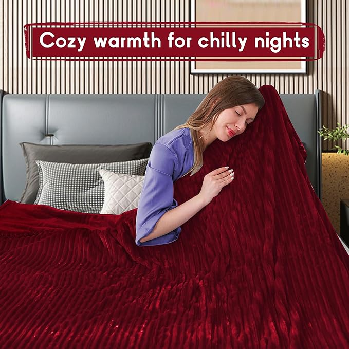 Heated Blanket Electric Blanket Full Size 72''x84'', Soft Flannel Heating Blanket with 12 Hour Auto Off - 10 Heat Settings - Machine Washable - Red