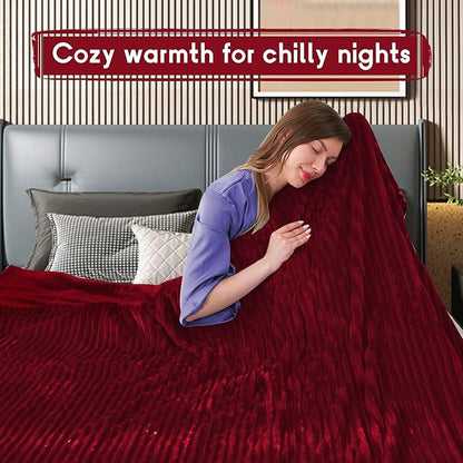 Heated Blanket Electric Blanket Full Size 72''x84'', Soft Flannel Heating Blanket with 12 Hour Auto Off - 10 Heat Settings - Machine Washable - Red