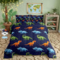 Cartoon Dinosaur Bedding Set Full, Dark Blue Dinosaur Comforter Set for Kids Dinosaurs Print Comforter Boys Girls Jungle Dino Duvet Set Breathable Bedroom Decor with 2 Pillow Case