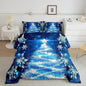 Feelyou Girls Christmas Tree Comforter Set Blue Xmas Theme Comforter Toddler Chic Winter Snowflake Bedding Set for Girls Daughter Bedroom Decor Soft Girly Glitter Quilted Duvet Winter Warm Bedding