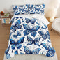 Blue Butterfly Comforter Bedding Set Twin Size,Bohemian Style Blue Series Bedding for Kids Girls Boys,Insect Themed Children's Bedding Soft Fluffy Comforter Sets with 2 Pillowcases.