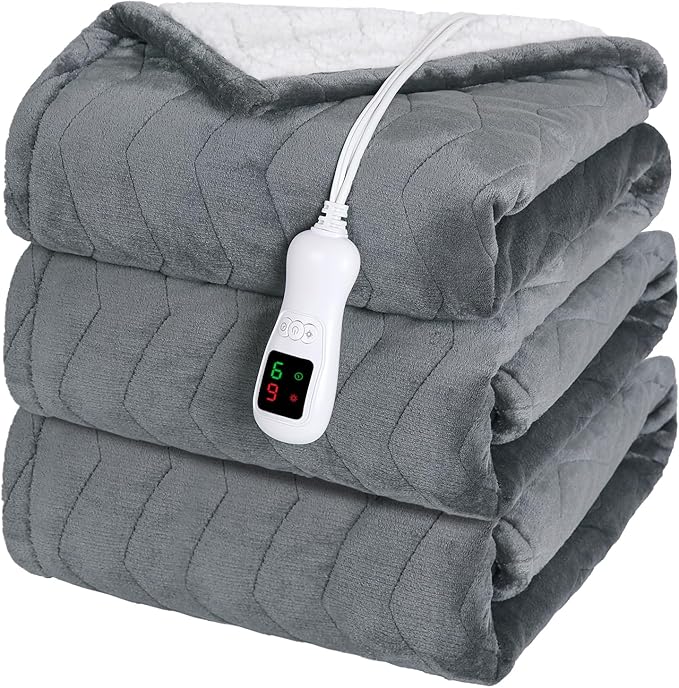 Electric Heated Blanket Full Size, Washable Blanket Warmer for Home for Adults, Fast Heating, Super Cozy Soft Flannel 72" x 84", 9 Heat Levels, 1-9H Auto-Off, ETL Certified, Dark Gray