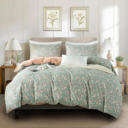 Jane yre Twin Duvet Cover Floral Brushed Microfiber 3 Pieces Twin Bedding Sets Flowers Garden Style Vintage Flower Pattern Twin Flower Duvet Cover, with Zipper Closure Luxury Soft Breathable Comfy