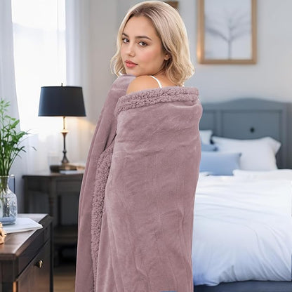 Heated Blanket Full Size Electric Blanket 72" x 84" with 5 Levels Heating & 10Hs Auto Off, Silky Microplush Flannel & Warm Sherpa Fabric, Machine Washable, Great Christmas Birthday Gifts, Purple