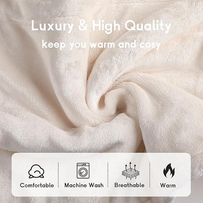 Heated Electric Blanket King Size 90''x100'', Dual Controller Soft Flannel with 10 Heat Settings 1-12 Hour Auto Off Large Blanket for Bed - White