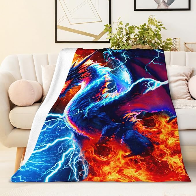 Boys Dragon Blankets Gift Throw Blankets for Kids Teens - 40x50 Inches Lightweight Soft All Season Cool Decor Throw for Sofa Chair Bed Office