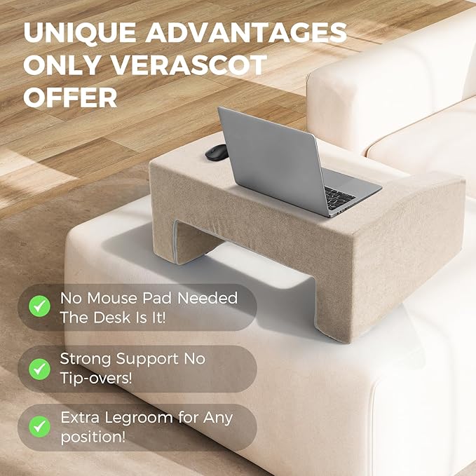 Reading Pillow for Gaming Lap Desk Pillow for Laptop Memory Foam Bed Desk for Reading Working Crocheting Gaming Arm Rest on Bed/Sofa/Floor/Couch/Car (Beige)