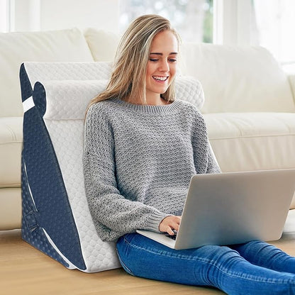 Bed Wedge Pillow for Sleeping, Adjustable Wedge Pillow Set for After Surgery, Elevated Triangle Pillow for Acid Reflux and Back Pain Relief, Post Surgery, Sleep Apnea, Back Suppor