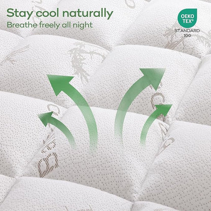 OLANLY Full Mattress Topper – Viscose Made from Bamboo, Cooling Soft Full Pillow Top Mattress Pad for Back Pain Relief, Plush Down Alternative Fill Bed Topper with Elastic Deep Pocket, White