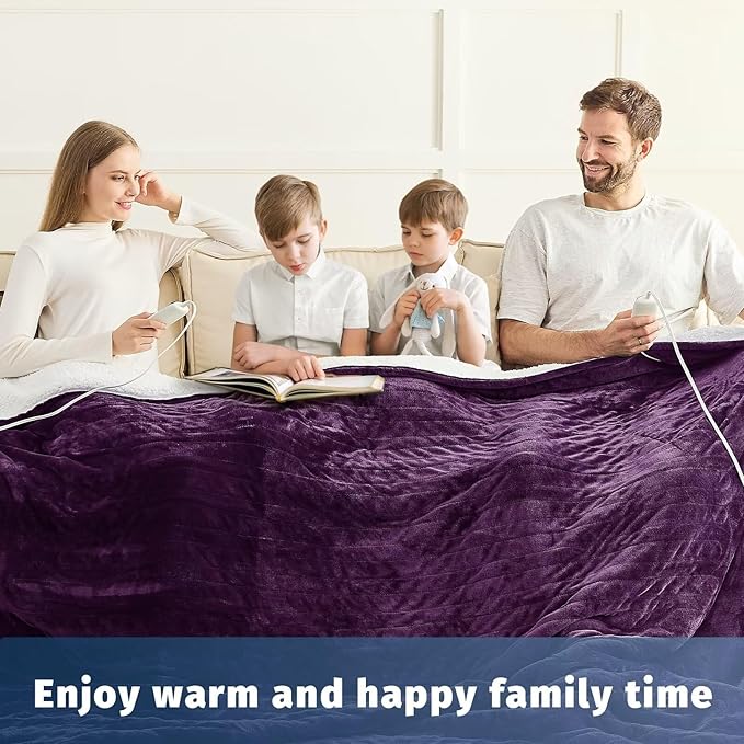 Heated Electric Blanket King Size - 90" x 100" Heating Blanket with Dual Control, 10 Heating Levels & 8 Hours Auto Off, Soft Warm Flannel Blanket, Christmas Birthday Gifts for Senior Grandma